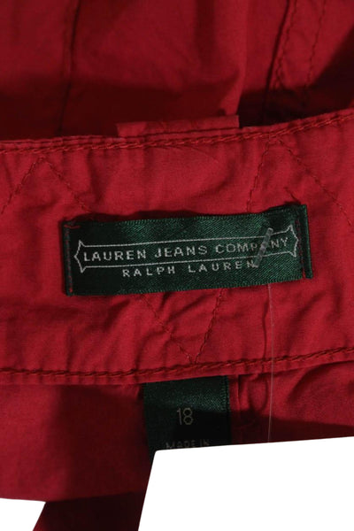 Lauren Jeans Company Womens Cotton High Rise Cargo Pants Trousers Red Size 18