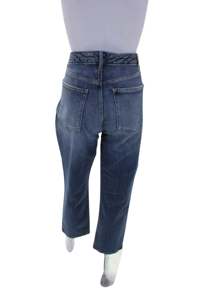 Lauren Ralph Lauren Women Cotton Denim High Rise Straight Leg Jeans Blue Size 16