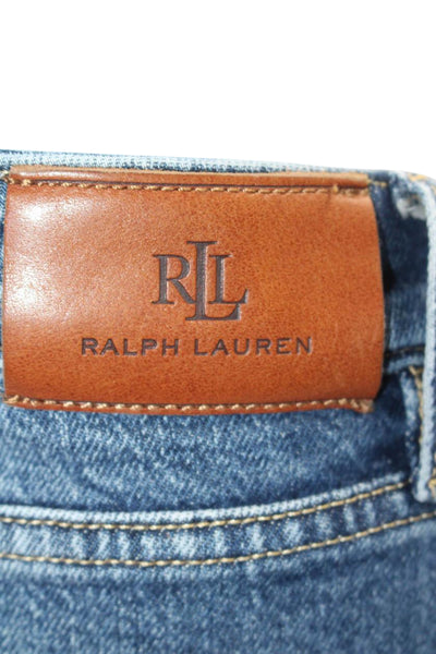 Lauren Ralph Lauren Women Cotton Denim High Rise Straight Leg Jeans Blue Size 16