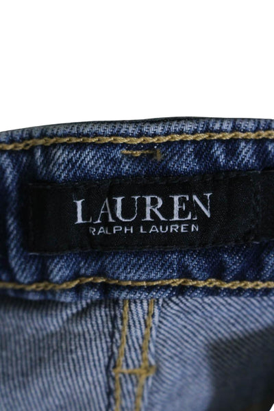 Lauren Ralph Lauren Women Cotton Denim High Rise Straight Leg Jeans Blue Size 16