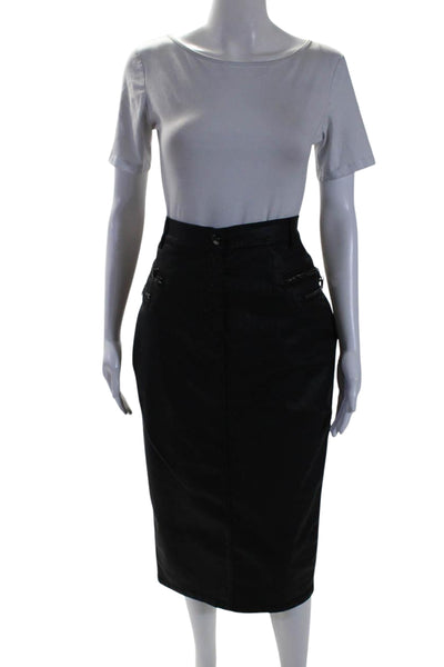 Marina Rinaldi X Ashley Graham Womens Midi Pencil Skirt Black Cotton Size 12