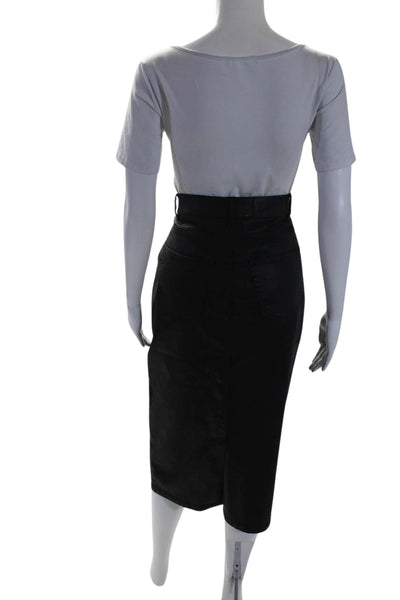 Marina Rinaldi X Ashley Graham Womens Midi Pencil Skirt Black Cotton Size 12