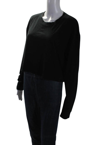 Reformation Jeans Womens Cotton Long Sleeve Cropped T-Shirt Top Black Size L