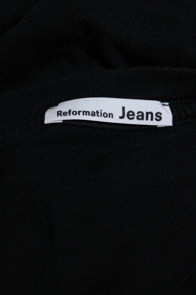 Reformation Jeans Womens Cotton Long Sleeve Cropped T-Shirt Top Black Size L