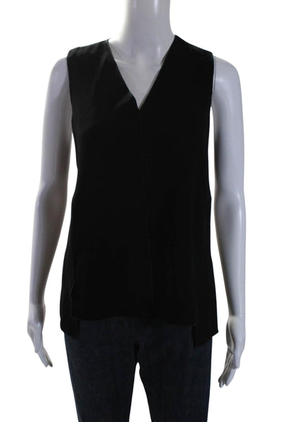 Rag & Bone Womens Cut Out V-Neck Sleeveless Zip Up Blouse Top Black Size M