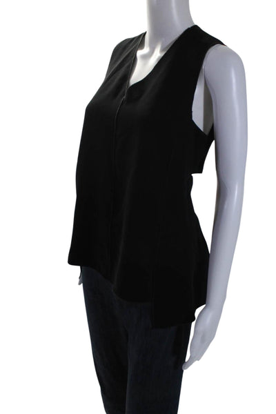 Rag & Bone Womens Cut Out V-Neck Sleeveless Zip Up Blouse Top Black Size M