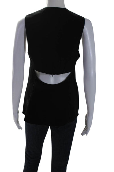 Rag & Bone Womens Cut Out V-Neck Sleeveless Zip Up Blouse Top Black Size M