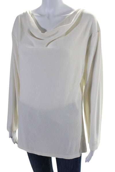 Derek Lam Womens Round Neck Long Sleeve Pullover Blouse Top Cream Size 10