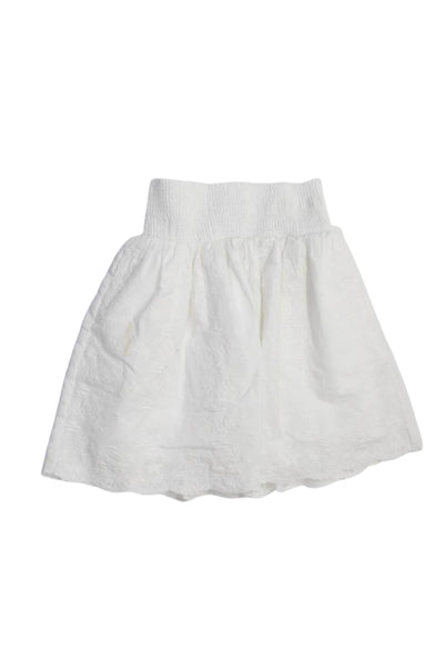 Les Coyotes De Paris Girls Cotton Embroidered Elastic Waist Skirt White Size 8