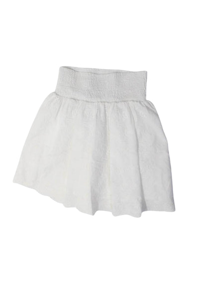 Les Coyotes De Paris Girls Cotton Embroidered Elastic Waist Skirt White Size 8