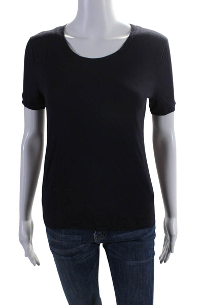 Giorgio Armani Womens Cotton Jersey Short Sleeve Basic Top Midnight Blue Size 44