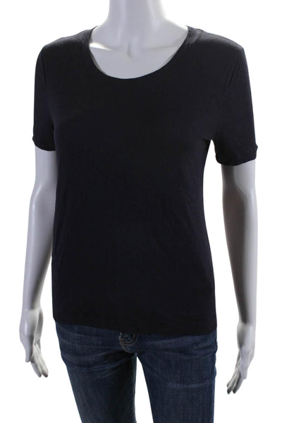 Giorgio Armani Womens Cotton Jersey Short Sleeve Basic Top Midnight Blue Size 44