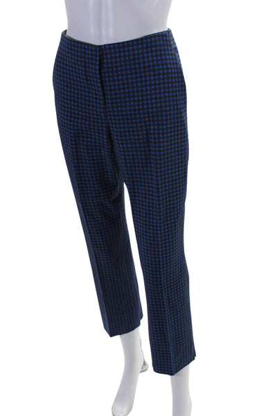 Prada Womens Zipper Fly Pleated Plaid Trouser Pants Blue Red Wool Size IT 40