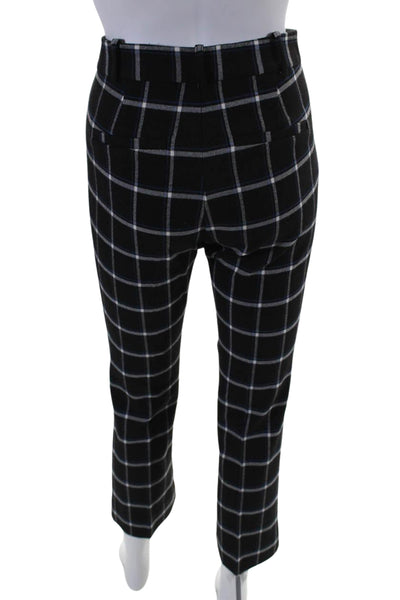 Derek Lam 10 Crosby Womens Mid Rise Plaid Cropped Pants Black White Blue Size 6