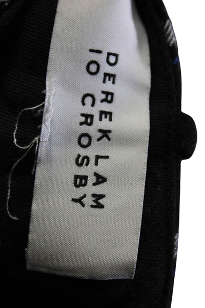 Derek Lam 10 Crosby Womens Mid Rise Plaid Cropped Pants Black White Blue Size 6