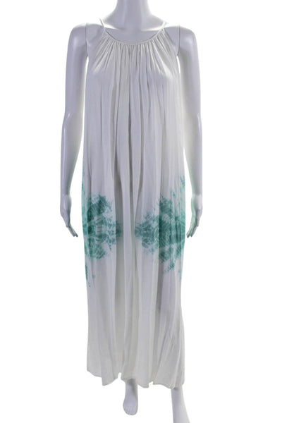 Ave Esarine Womens Spaghetti Strap Tie Dyed Maxi Cover Up Dress White One Size