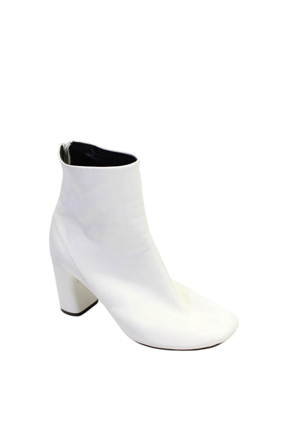 Celine Womens Leather Zip Up Round Toe Ankle Booties White Size 38.5 8.5