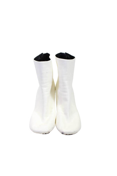 Celine Womens Leather Zip Up Round Toe Ankle Booties White Size 38.5 8.5