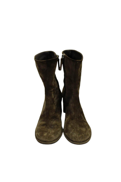 The Row Womens Suede Round Toe Zip Up Boots Muted Olive Green Size 39 9