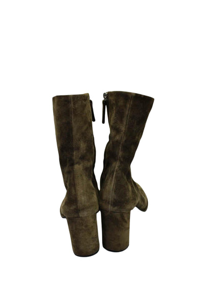 The Row Womens Suede Round Toe Zip Up Boots Muted Olive Green Size 39 9