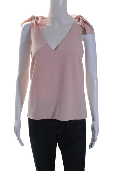 Amanda Uprichard Womens V-Neck Tied Strapped Sleeveless Tank Blouse Pink Size P