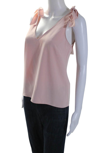 Amanda Uprichard Womens V-Neck Tied Strapped Sleeveless Tank Blouse Pink Size P