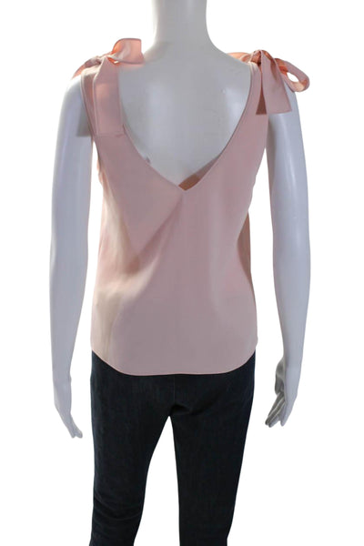 Amanda Uprichard Womens V-Neck Tied Strapped Sleeveless Tank Blouse Pink Size P