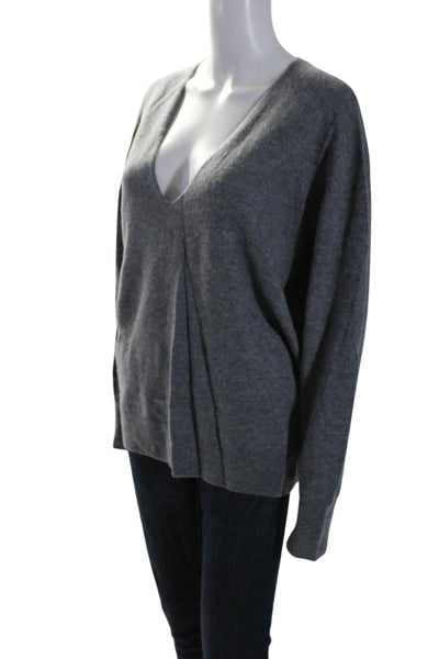 Zara Women's V-Neck Long Sleeves Pullover Sweater Gray Size XL