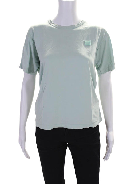 ACNE Studios Womens Cotton Round Neck Graphic Short Sleeve Top Mint Green Size S