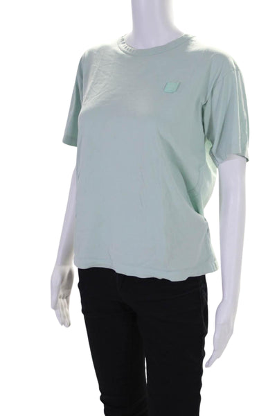 ACNE Studios Womens Cotton Round Neck Graphic Short Sleeve Top Mint Green Size S