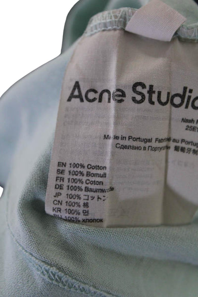 ACNE Studios Womens Cotton Round Neck Graphic Short Sleeve Top Mint Green Size S