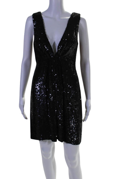 Joseph Womens Silk Sequined V Neck Sleeveless A Line Dress Black Size EUR 36