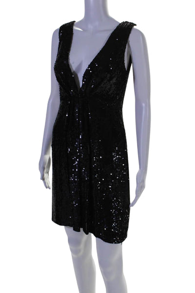 Joseph Womens Silk Sequined V Neck Sleeveless A Line Dress Black Size EUR 36