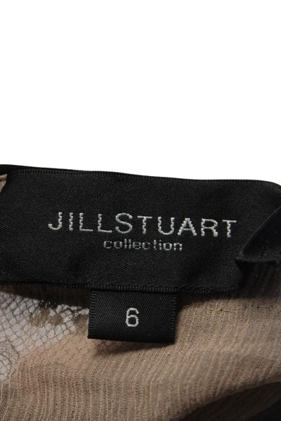 Jill Stuart Womens Lace Short Sleeves Knee Length A Line Dress Black Beige Size