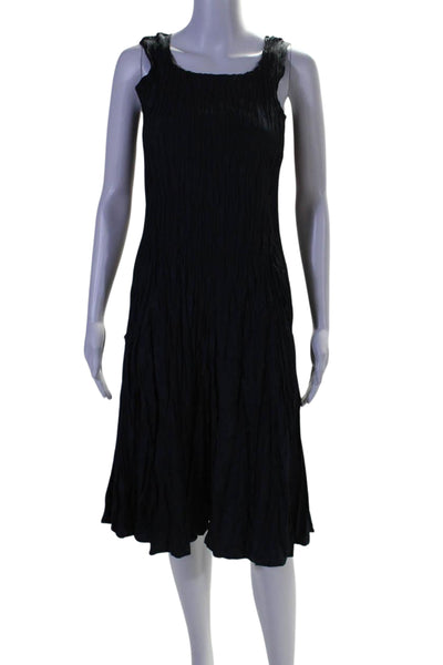 Elaine Kim Womens Accordion Pleat Sleeveless Maxi Dress Navy Blue Size Petite