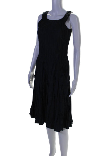 Elaine Kim Womens Accordion Pleat Sleeveless Maxi Dress Navy Blue Size Petite