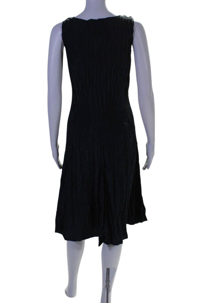 Elaine Kim Womens Accordion Pleat Sleeveless Maxi Dress Navy Blue Size Petite