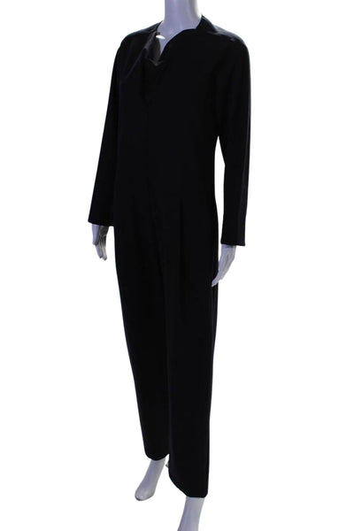 Sea New York Womens Long Sleeves V Neck Slim Leg Jumpsuit Navy Blue Wool Size 2