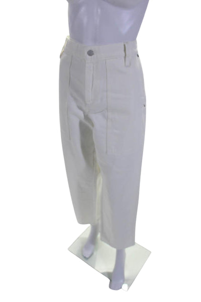 J Crew Womens Cotton Denim High Rise Straight Leg Jeans Pants White Size 32T