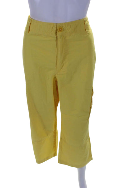 Lauren Jeans Company Womens Cotton Wide Leg Cargo Pants Sunshine Yellow Size 36