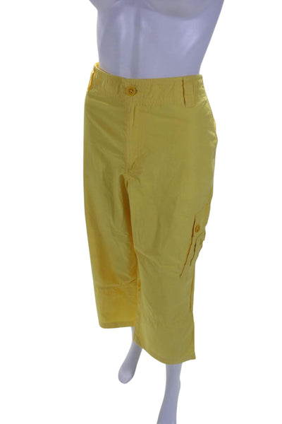 Lauren Jeans Company Womens Cotton Wide Leg Cargo Pants Sunshine Yellow Size 36