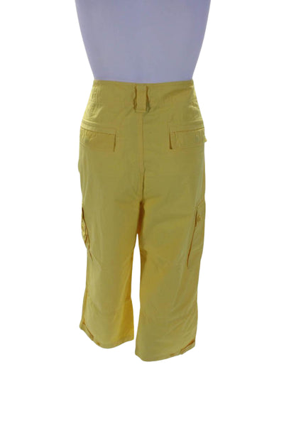 Lauren Jeans Company Womens Cotton Wide Leg Cargo Pants Sunshine Yellow Size 36