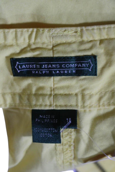 Lauren Jeans Company Womens Cotton Wide Leg Cargo Pants Sunshine Yellow Size 36