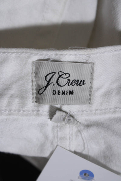 J Crew Womens Cotton Denim Straight Leg Slouchy Boyfriend Jeans White Size 32T