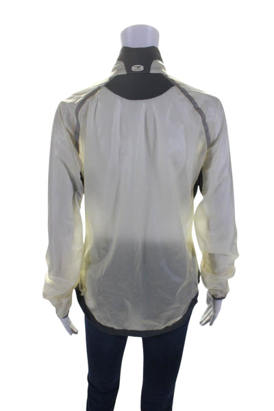 Sugoi Womens Front Zip Mock Neck Logo Rain Jacket Clear White Gray Size Small