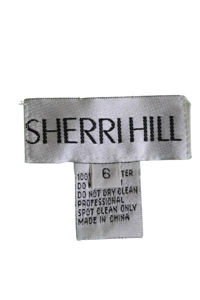 Sherri Hill Womens Square Neck Back Zip Embellished Dress Net Green Size 6