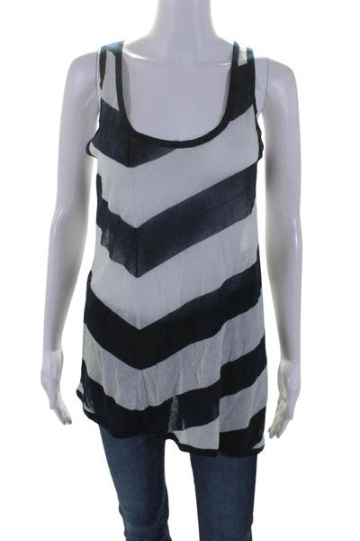 Rag & Bone Womens Knit Chevron Print Scoop Neck Pullover Tank Top Navy Size S