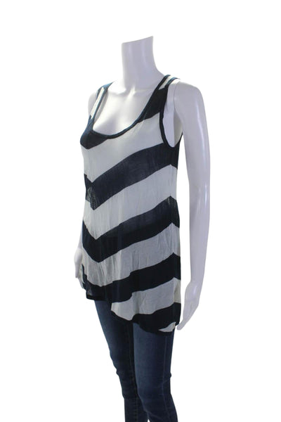 Rag & Bone Womens Knit Chevron Print Scoop Neck Pullover Tank Top Navy Size S