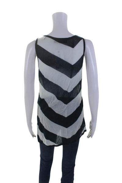 Rag & Bone Womens Knit Chevron Print Scoop Neck Pullover Tank Top Navy Size S