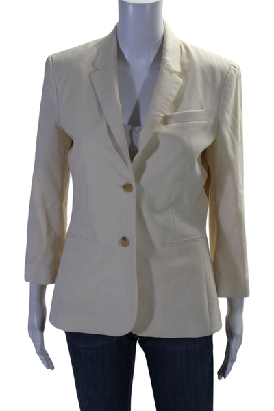 The Row Womens Wool Single Breasted Silk Lined Blazer Beige Size 8